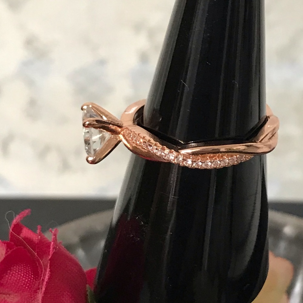 Rose Gold over Sterling Solitaire - Picture 5 of 7